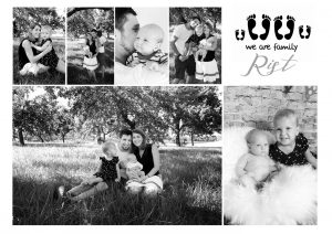 Familienshooting collage in schwarz-weiß