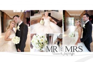 Collage eines Brautpaares während der Hochzeit