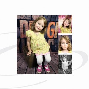 Mädchen schaut in die Kamera während Kindergarten Fotoshooting