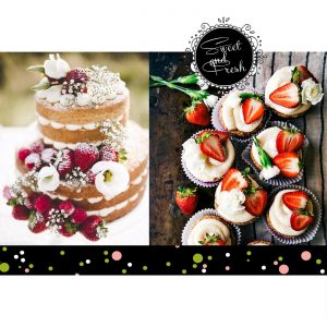 Hochzeitstorte Naked cake und Cupcakes mit frischen Früchten