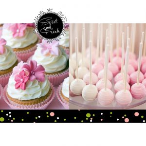 Cakepops in Rosa unf Cupcakes mit Blumen