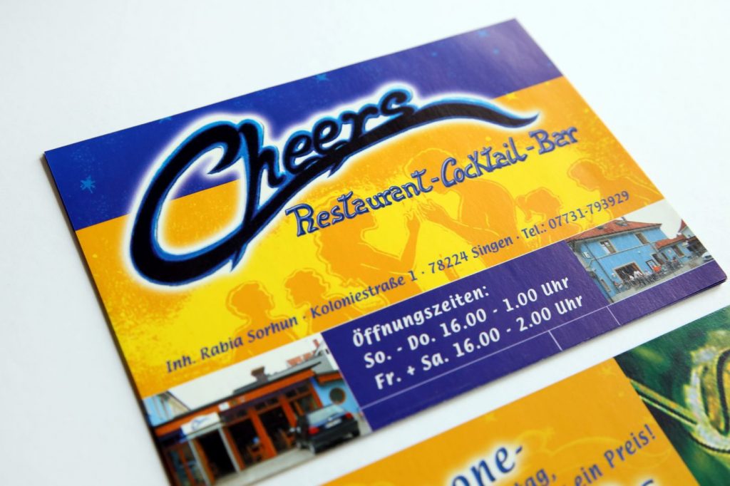 Flyer Cheers Bar Singen Nahaufnahme