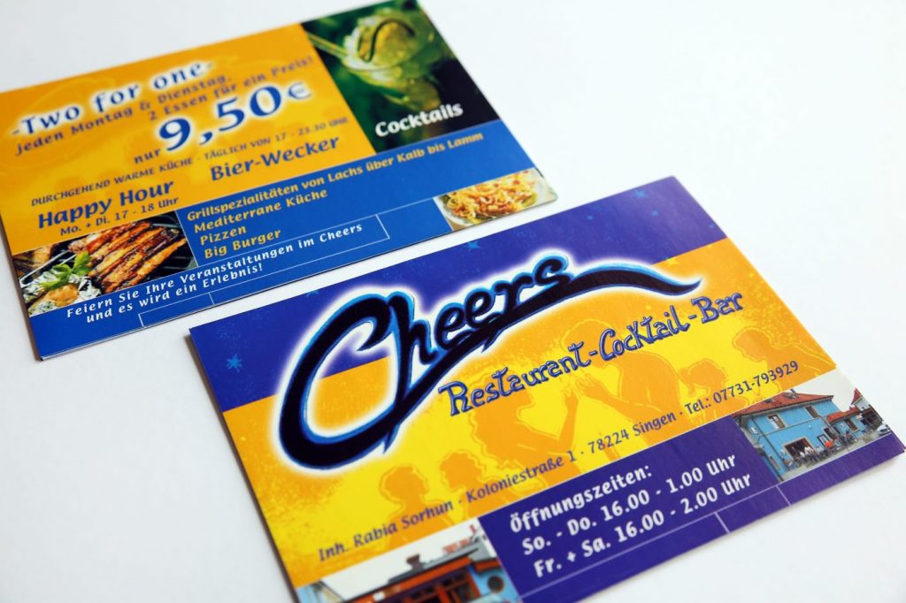 Flyer Cheers Bar Singen vorne hinten