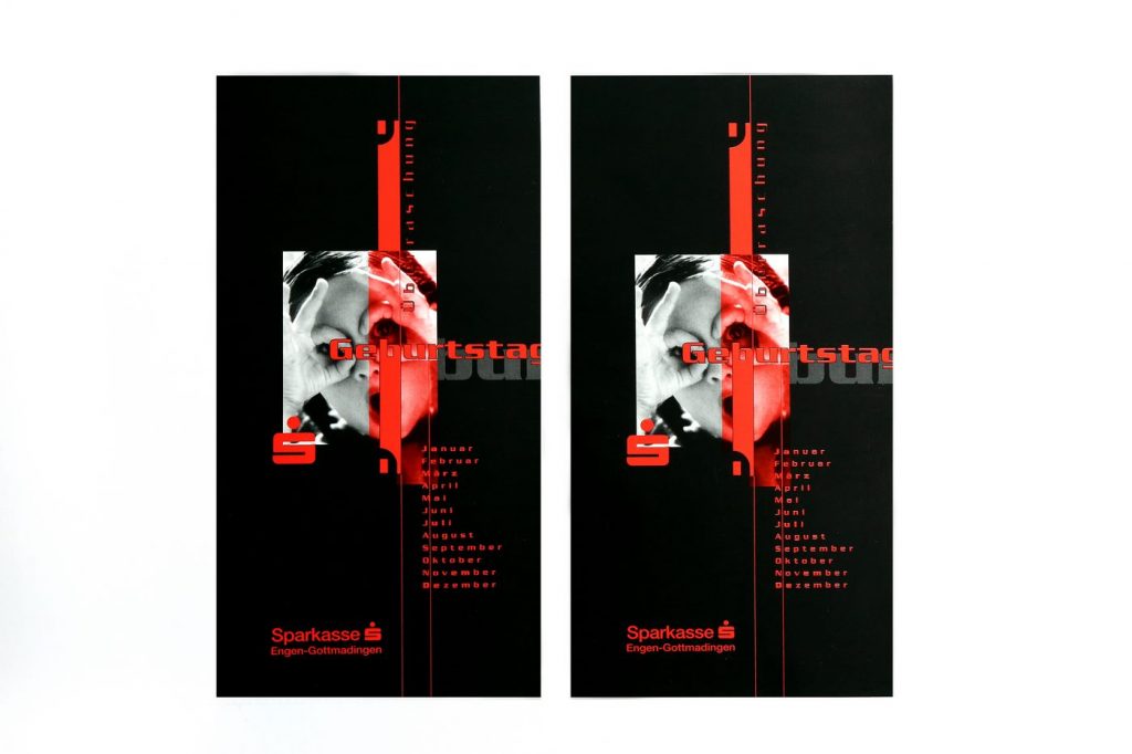 Flyer der Sparkasse in schwarz-rot